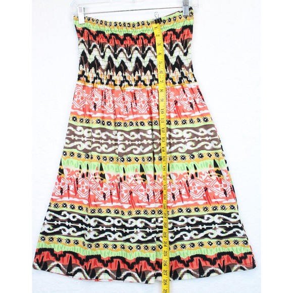 Convertible Maxi Skirt Smock Strapless Tunic Top Women L Multicolor Beachy Boho - Picture 3 of 9